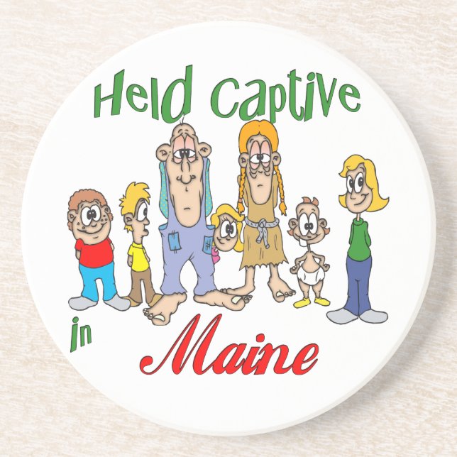 Maine Funny Trailer Park Sandstone Coaster (Front)