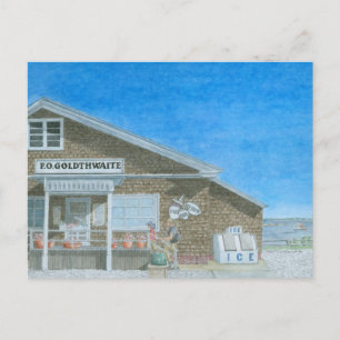 Maine General Store Watercolor Postcard