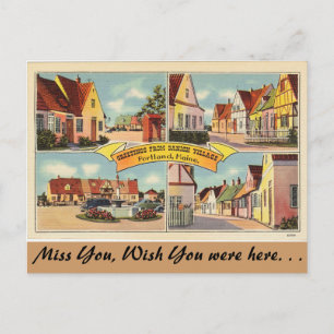 Maine, Greetings from Danish Village Postcard