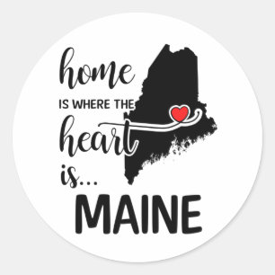 Maine home is where the heart is classic round sticker