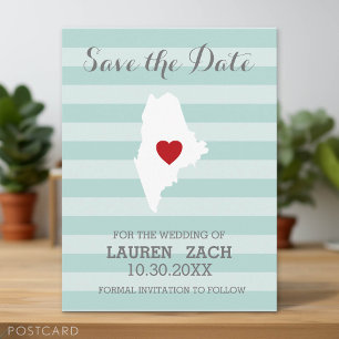 Maine Home State City Wedding Save the Date Announcement Postcard