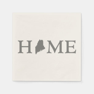 Maine Home State Grey Word Art Paper Party Napkin