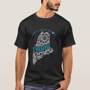 Maine Home State ME Mandala Map USA America US Pat T-Shirt