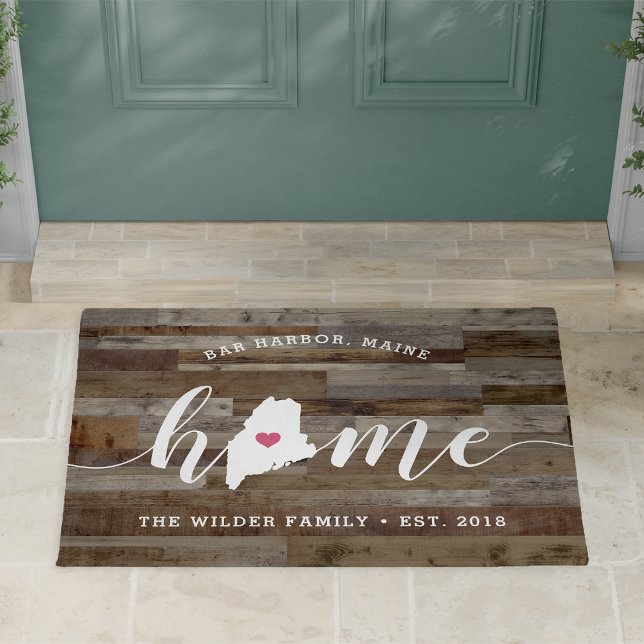 Maine Home State Personalised Wood Look Doormat (Creator Uploaded)
