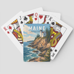 Maine Illustration Travel Art Vintage Playing Cards