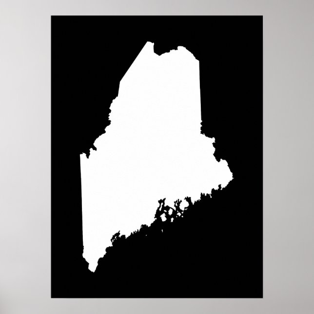 Maine in White and Black Poster (Front)
