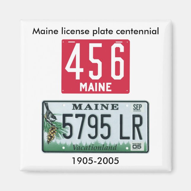 Maine license plate centennial magnet (Front)