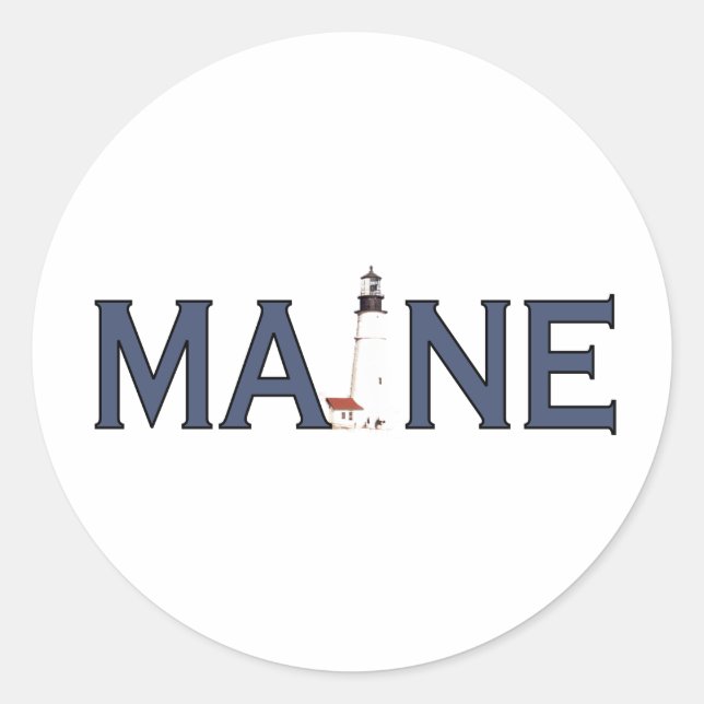 Maine Lighthouse Classic Round Sticker (Front)