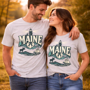 Maine Lighthouse Coastal Vintage T-Shirt