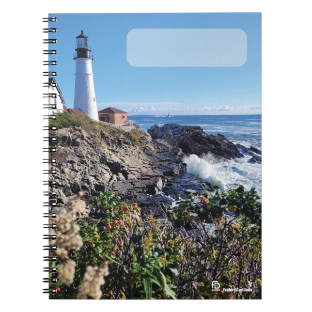 Maine Lighthouse Cover 80pg Spiral Journal (Front)