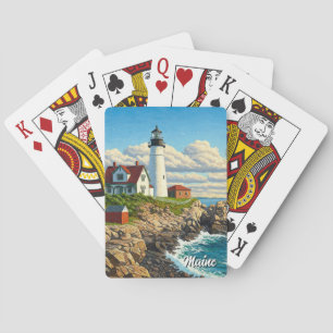 Maine Lighthouse Travel Playing Cards