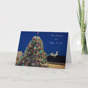 Maine Lobsta Trap Nubble Light Christmas Card