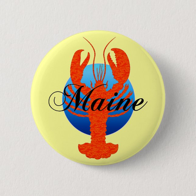 Maine lobster 6 cm round badge (Front)