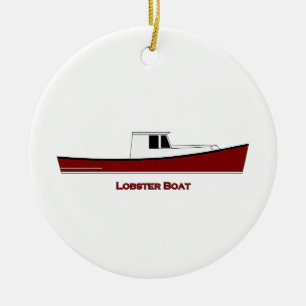 Maine Lobster Boat Ceramic Ornament