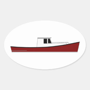Maine Lobster Boat Oval Sticker