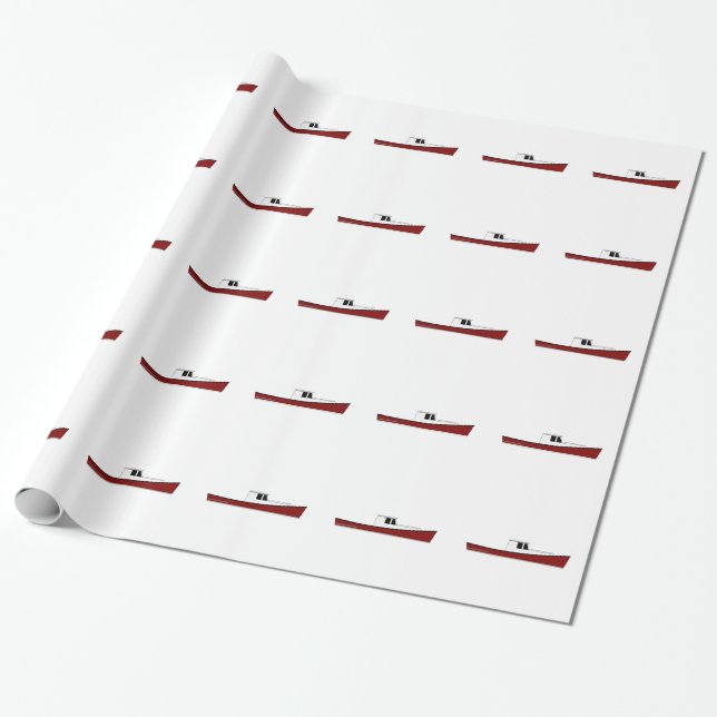 Maine Lobster Boat Wrapping Paper (Unrolled)