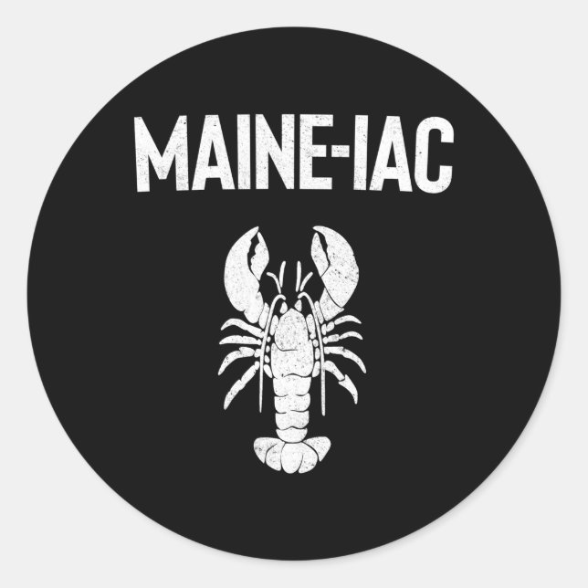 Maine Lobster Crazy Lobster Eating Fishing Maine Classic Round Sticker (Front)