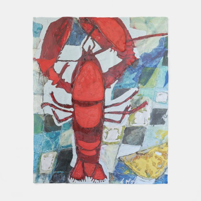 Maine Lobster Fleece Blanket (Front)