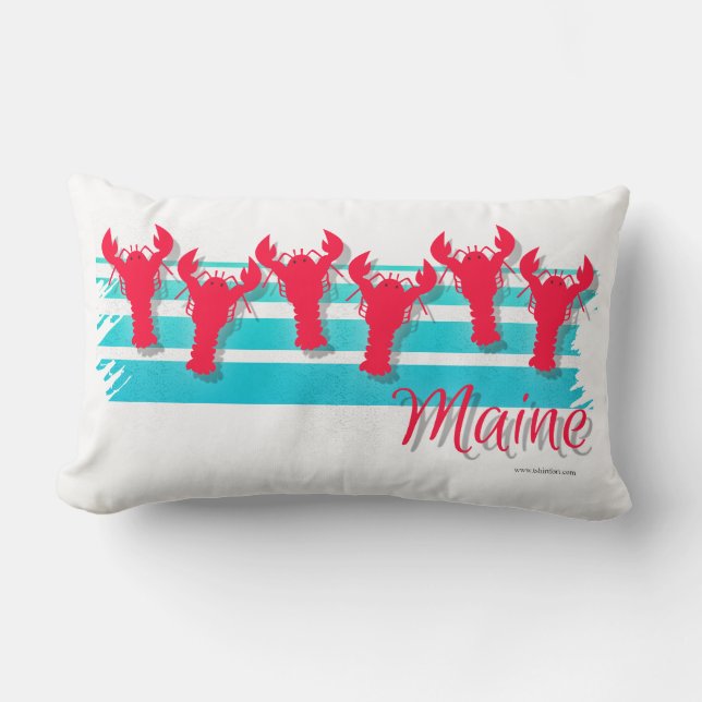 Maine Lobster Line Retro Style Lumbar Cushion (Front)