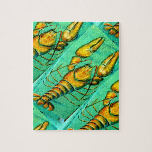 maine lobster on green puzzle