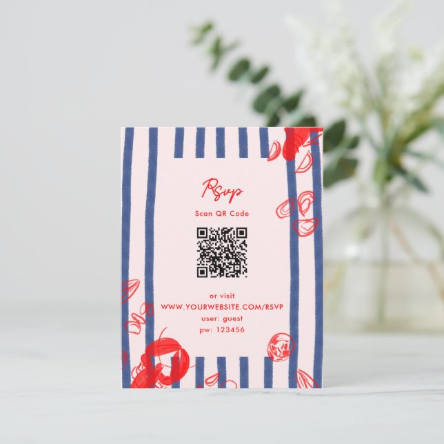 Maine Lobster Oysters Clams East Coast Wedding RSVP Card (Standing Front)