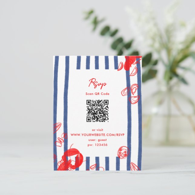 Maine Lobster Oysters Clams East Coast Wedding RSVP Card (Standing Front)