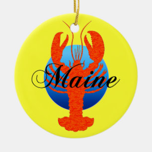 Maine lobsters ceramic tree decoration