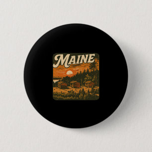 Maine Log Cabin Outdoor Camping Nature Enthusiast 6 Cm Round Badge