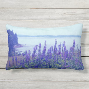 Maine Lupine Flowers Outdoor Lumbar Pillow