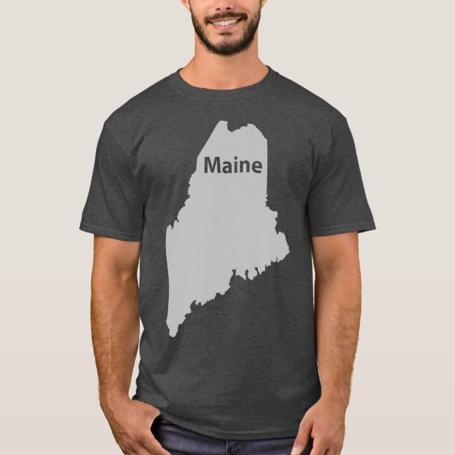 Maine Map Outline State Home Pride T-Shirt (Front)