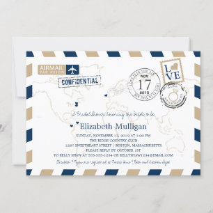 Maine + Massachusetts Airmail   Bridal Shower Invitation