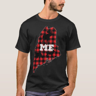 Maine ME State Red Plaid Fill Moose Hunting Christ T-Shirt