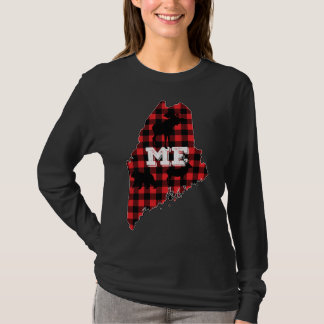 Maine ME State Red Plaid Fill Moose Hunting Christ T-Shirt