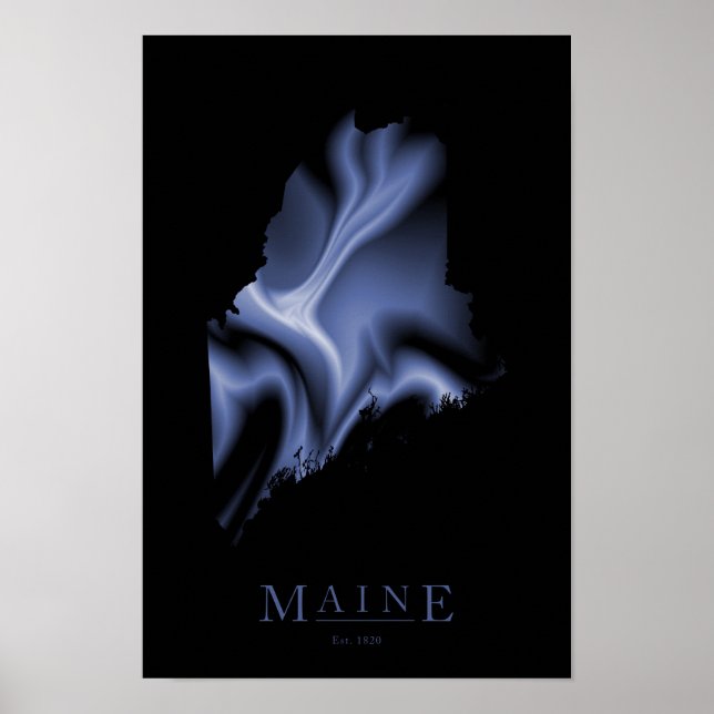 Maine Modern Map Poster (Front)