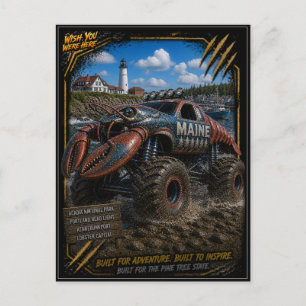 Maine Monster Truck Off Road Art Postcard