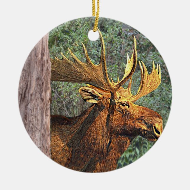 Maine Moose Ceramic Tree Decoration (Front)
