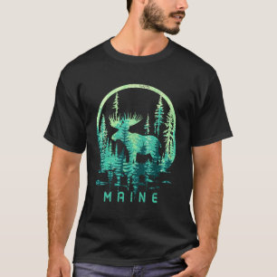 Maine Moose Pine Tree State Souvenirs Pride Nature T-Shirt