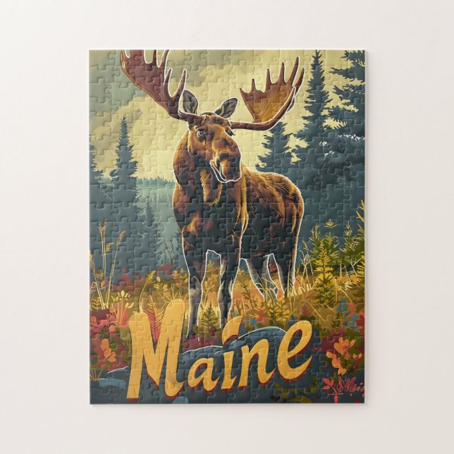 Maine Moose Vintage Jigsaw Puzzle (Vertical)