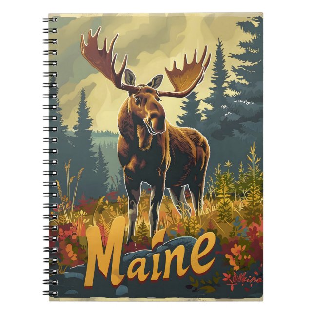Maine Moose Vintage Notebook (Front)