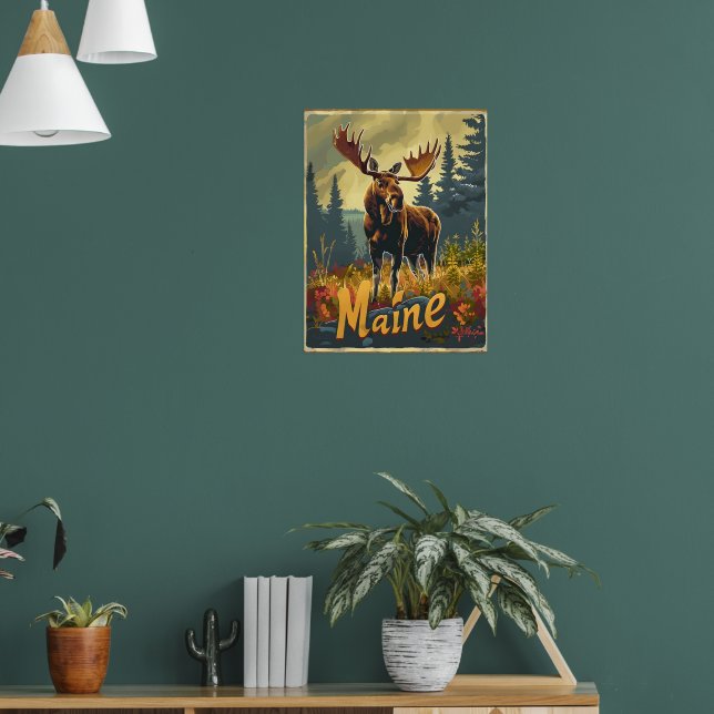 Maine Moose Vintage Poster (Living Room 1)