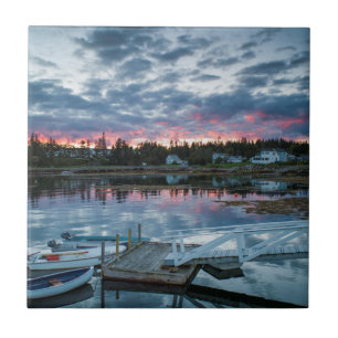 Maine, Newagen, sunset harbour 2 2 Ceramic Tile