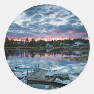 Maine, Newagen, sunset harbour 2 2 Classic Round Sticker