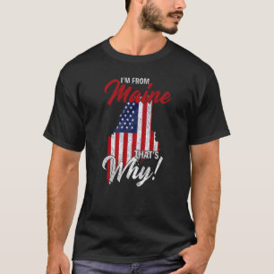 Maine Patriotic American State Usa Flag For Maine T-Shirt
