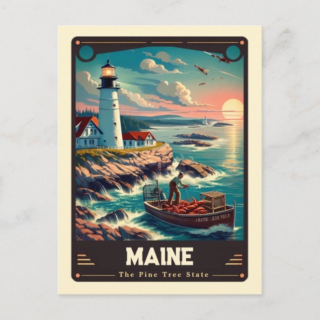 Maine | Patriotic Spirit Vintage Postcard (Front)