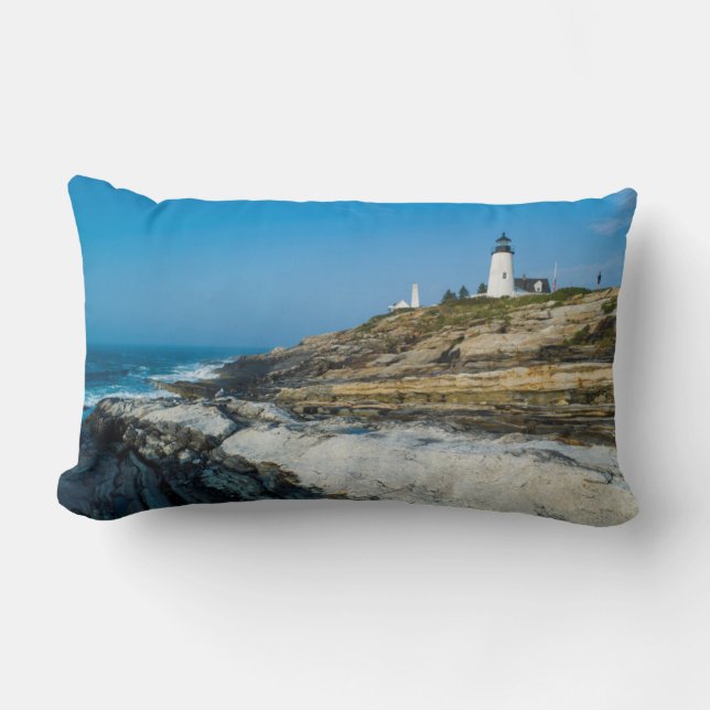 Maine, Pemaquid Point, Pemaquid Point Lighthouse Lumbar Cushion (Front)