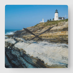 Maine, Pemaquid Point, Pemaquid Point Lighthouse Square Wall Clock