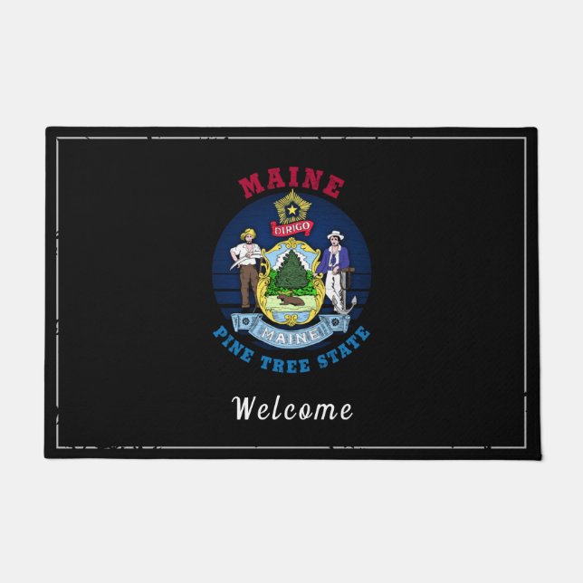 MAINE PINE TREE STATE FLAG DOORMAT (Front)
