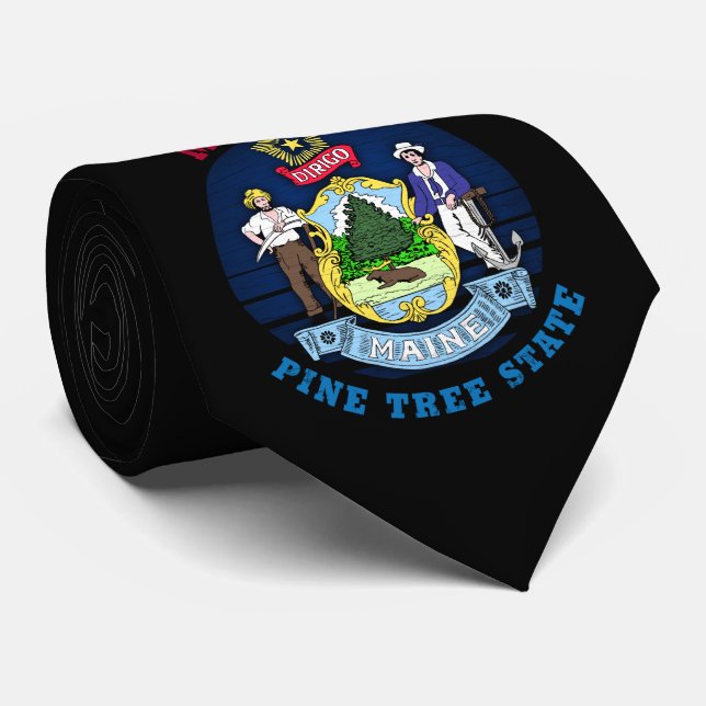 MAINE PINE TREE STATE FLAG TIE (Rolled)
