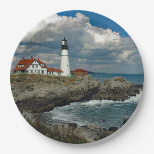 Maine Portland Head Lighthouse Photo Paper Plate