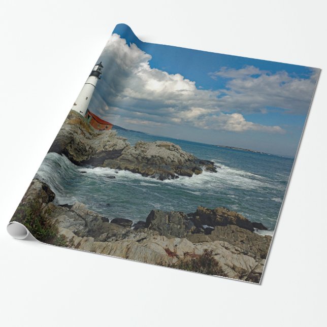 Maine Portland Head Lighthouse Photo Wrapping Paper (Unrolled)